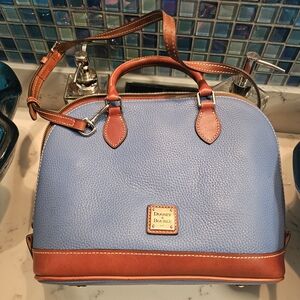Dooney & Bourke Azure Zipzip Crossbody Blue and Brown Satchel